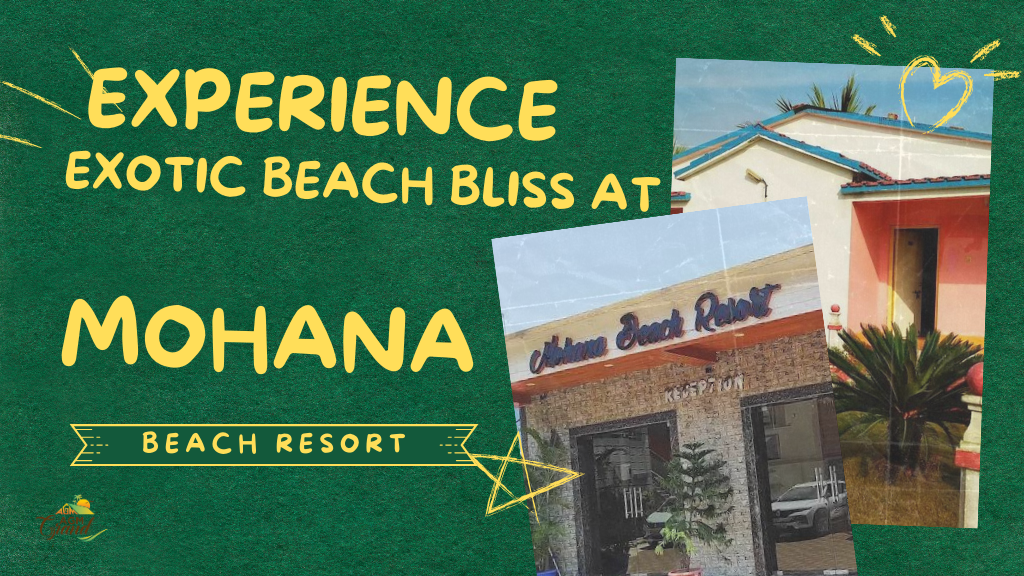 A photo of a beach resort in Mandarmani, West Bengal, India. The resort is called Mohana Beach Resort, and it is located on a stretch of white sand beach. The image shows a swimming pool with palm trees in the background, and the resort's logo, which is a sun and waves. The text "Mohana Beach Resort: Experience Exotic Beach Bliss at This Popular Resort in Mandarmani" is also visible in the image.